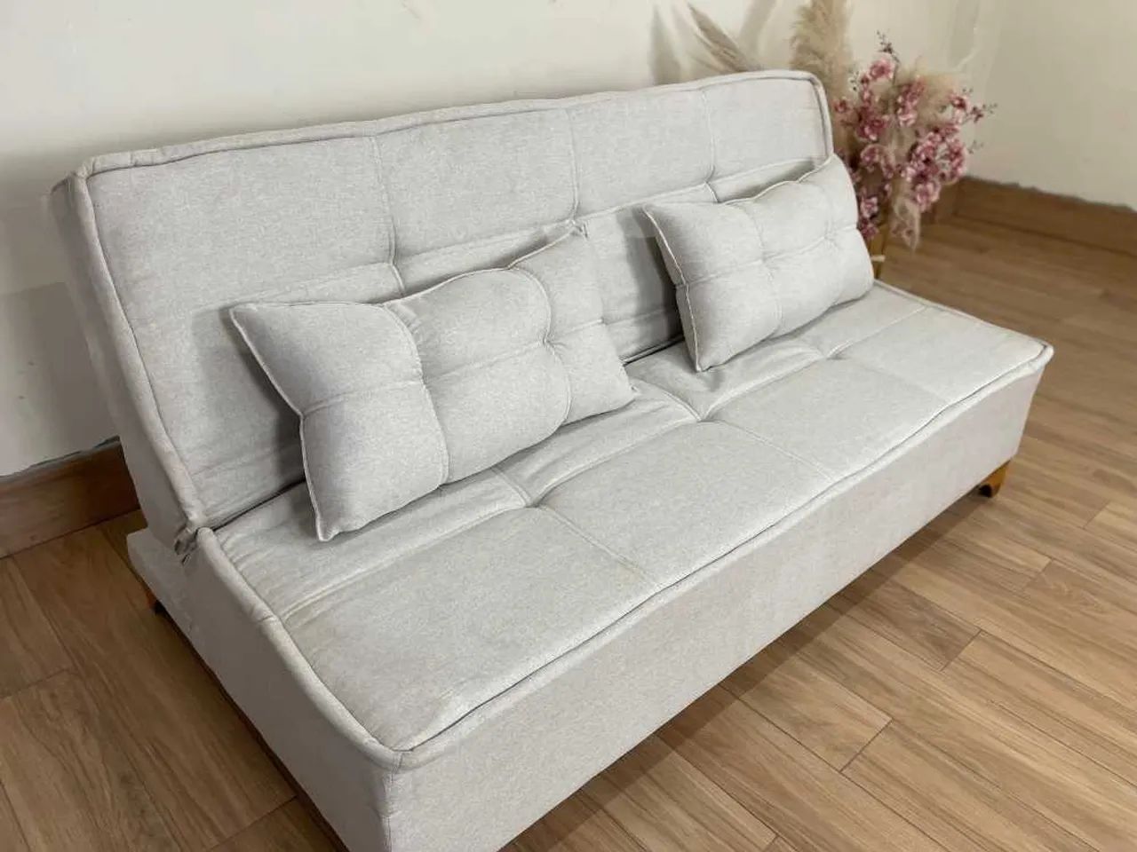 Sofá Cama Zayn 1.86m - Bege Linho Produto Novo  - Foto 3