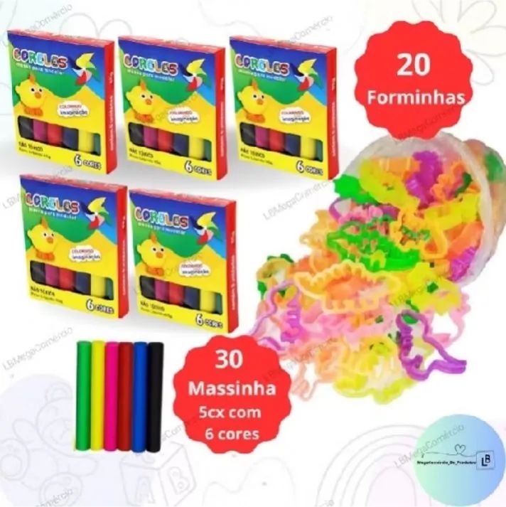 Kit Massinha de Modelar com 20 Forminhas