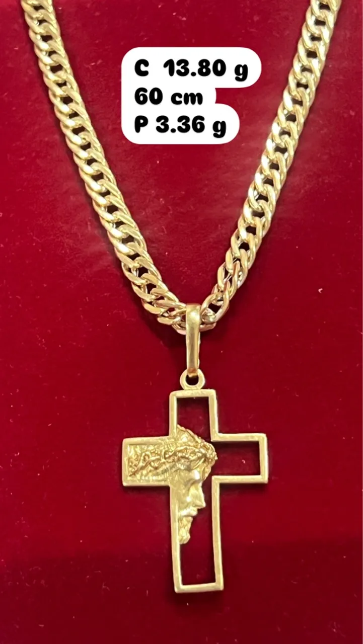 Conjunto de corrente com pingente de ouro