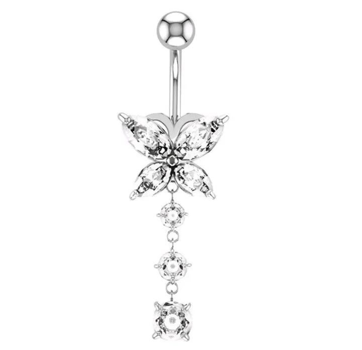 Piercing de umbigo com Borboleta de Cristal - Foto 2