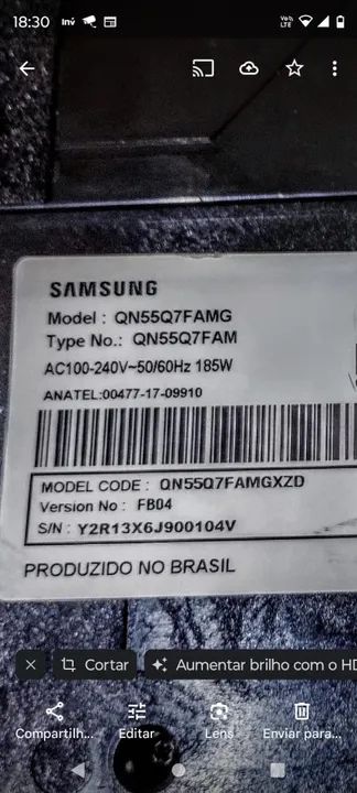 Peças TV SAMSUNG QLED 55" Modelo QN55Q7FAMG<br><br>Modelo QN55Q7FAMG - Foto 2
