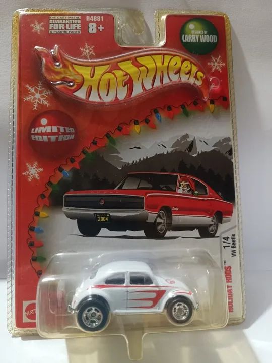 Hot Wheels 2004 Holiday Rods Volkswagen Fusca Beetle Branco
