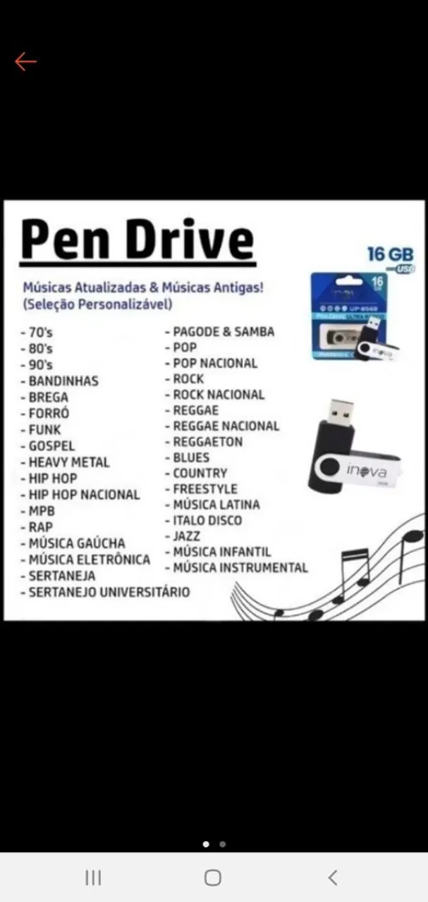 Pendrive atualizado 8gb ou 16gb