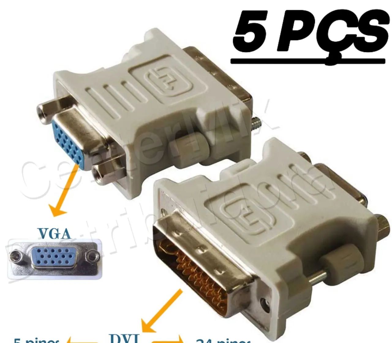 Adaptador  VGA  X  DVI ( 24+5 pinos ) 5 PEÇAS - Conector 