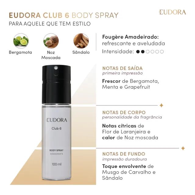 Body Spray Club 6 Eudora 100ml - Foto 2
