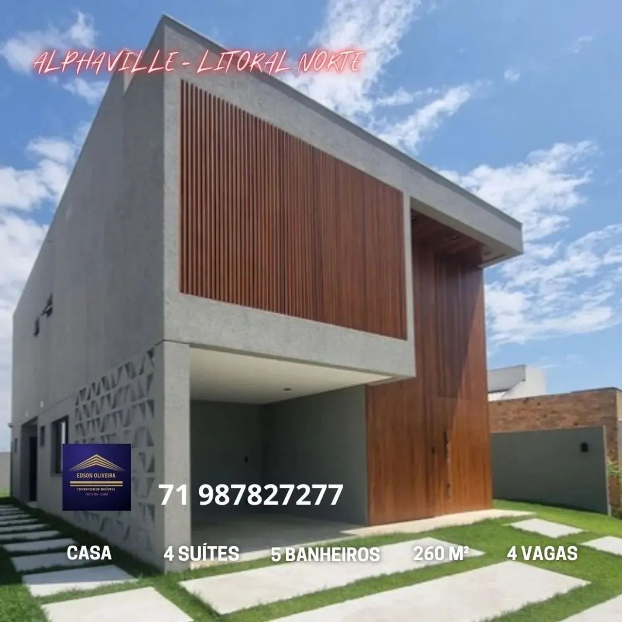 Excelente casa 4 suítes, nascente, varanda  em Alphaville (Abrantes) - Camaçari - BA