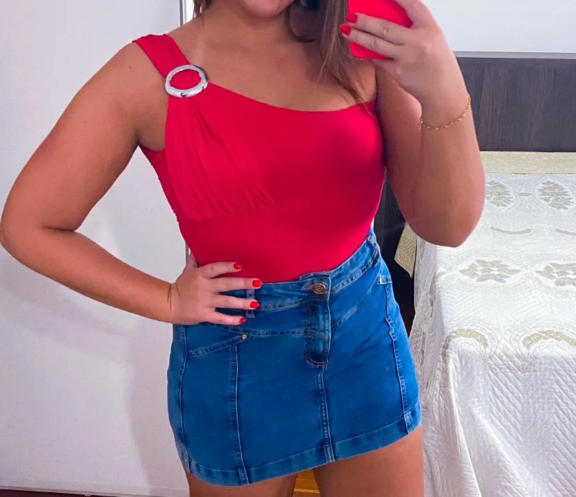 Saia jeans feminina 