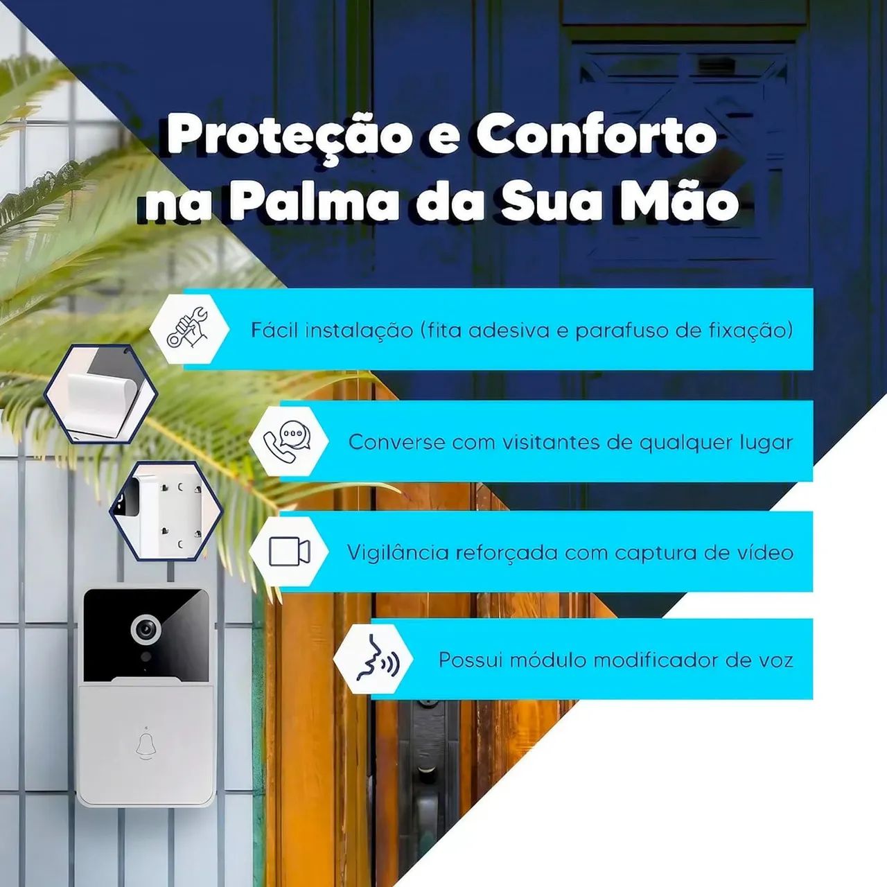 Campainha Inteligente Com Câmera de Segurança Wi-Fi. Entrega Grátis! - Foto 4