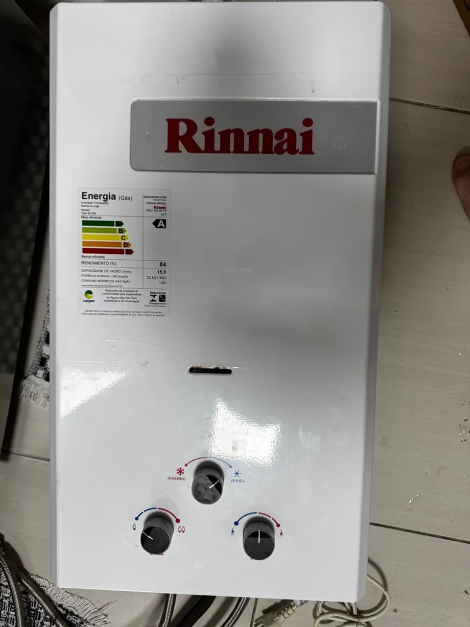 Aquecedor de água à gás - Rinai GLP - 15lts