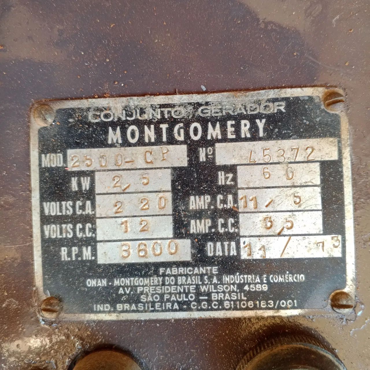 Gerador Elétrico Montgomery 2500 CP