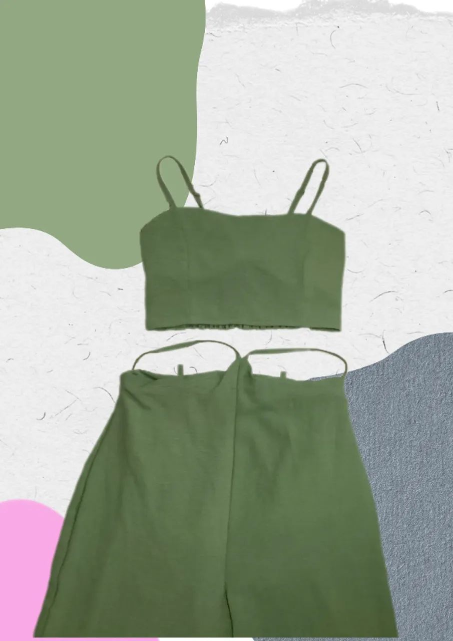 Conjunto verde, calça e cropped - Foto 2