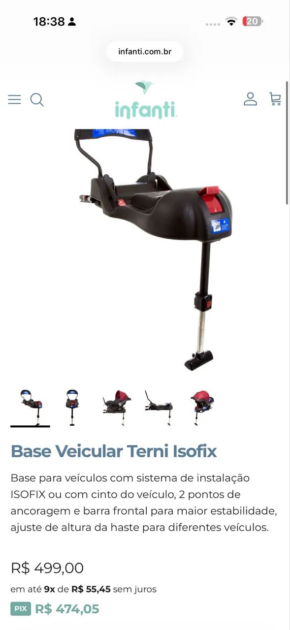 Bebê conforto com base isofix Infanti  - Foto 2