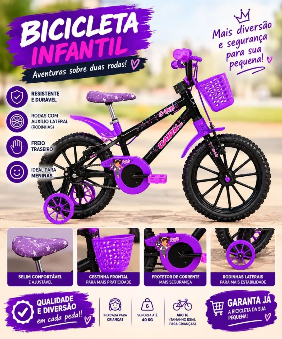 Bicicleta infantil aro 16 - Foto 4