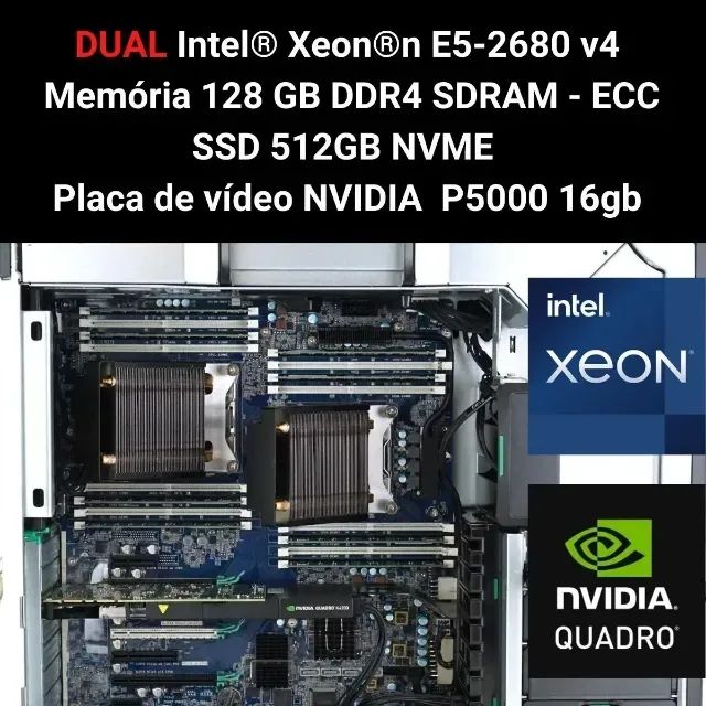 Workstation Hp Z840 - Dual Xeon 128gb Ram - Nvme 4tb - GPU Nvidia