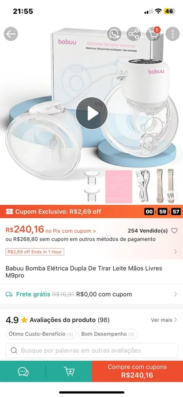 Extratora de leite babuu 