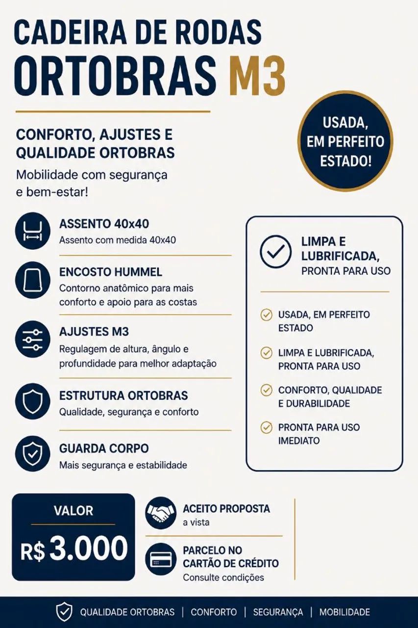 Cadeira de rodas M3 Ortobras 