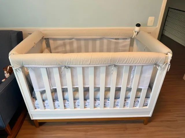 Berço Nordic Puppi Mobile + Colchão Ortobom + Proteções - Excelente Estado