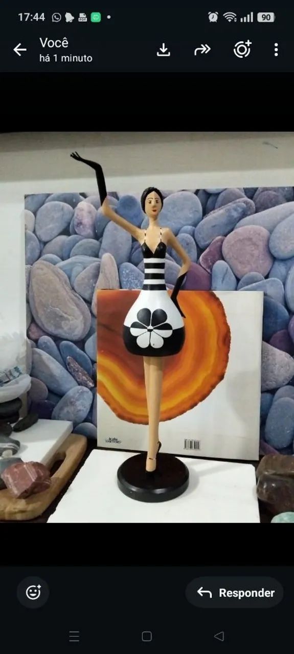 Arte boneca bailarina cabaça cuia e papel linda - Foto 3