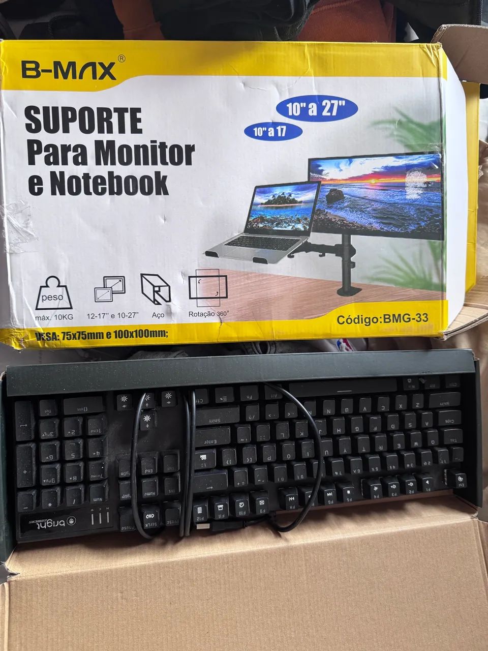 Monitor e braço articulado (teclado mecânico) - Foto 3