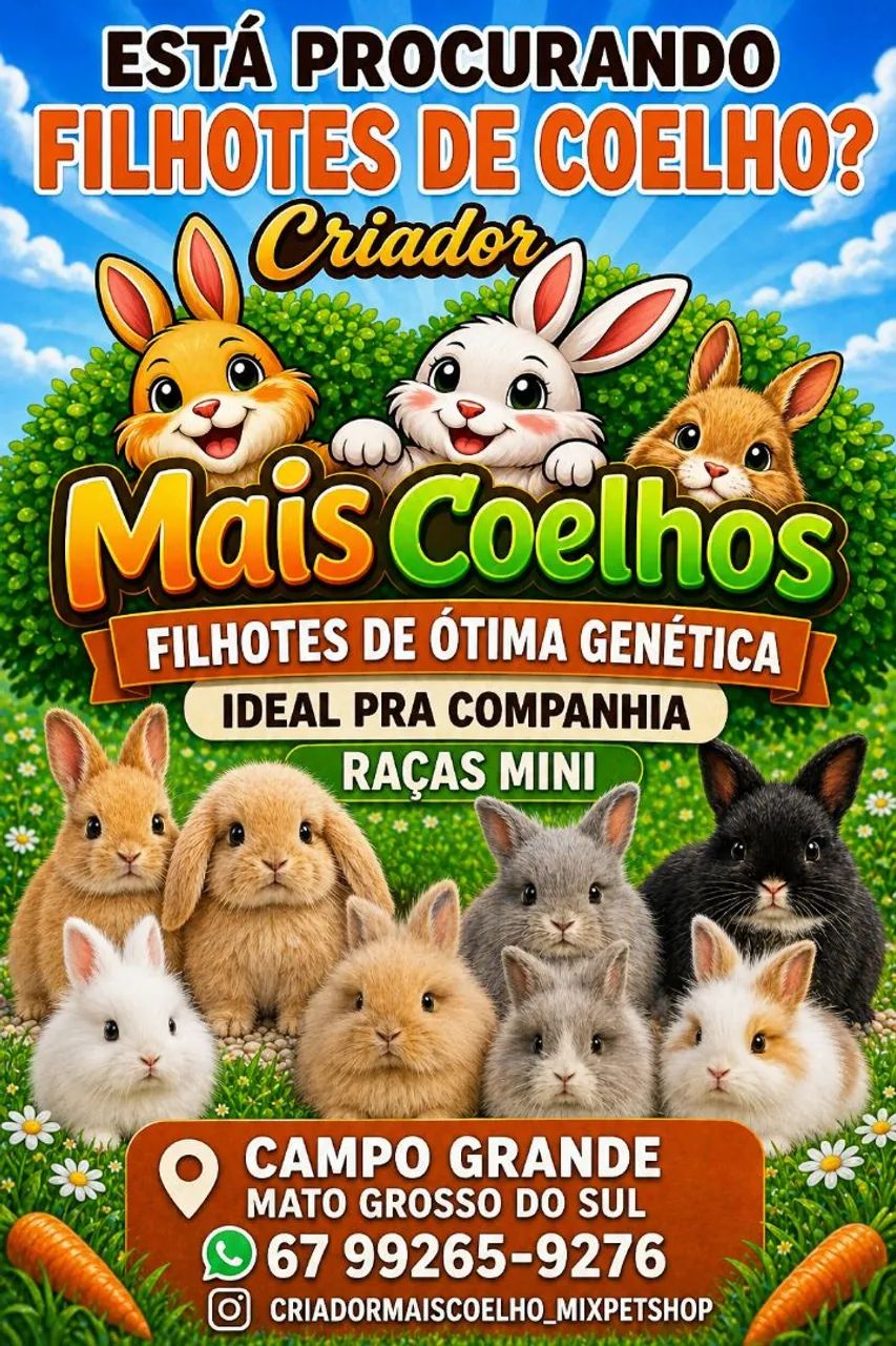 Mini Coelho Variadas Raças e Valores 