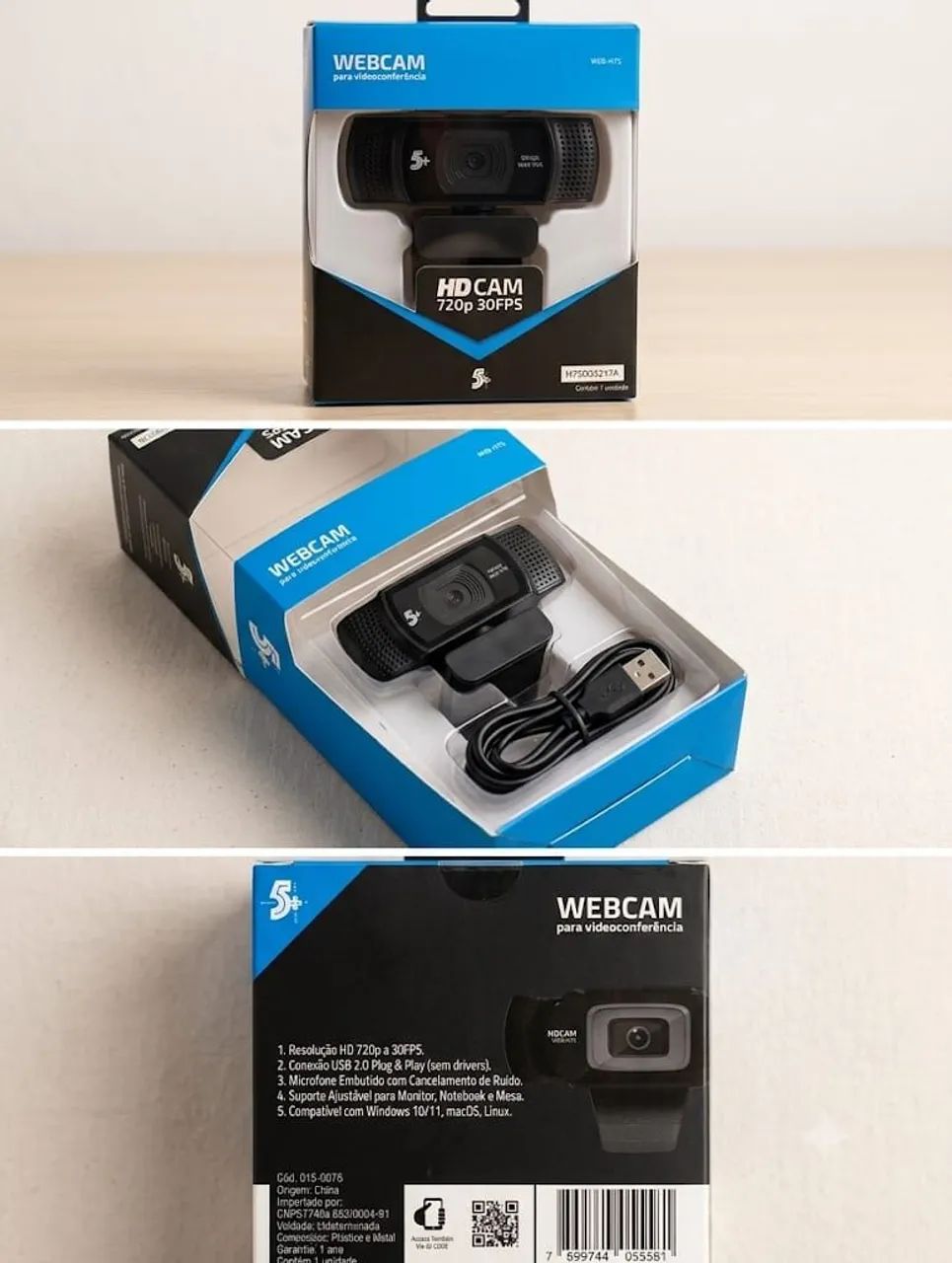 Webcam HD 720p 30FPS 5+ (USB Plug & Play) - Na Caixa!<br> - Foto 2