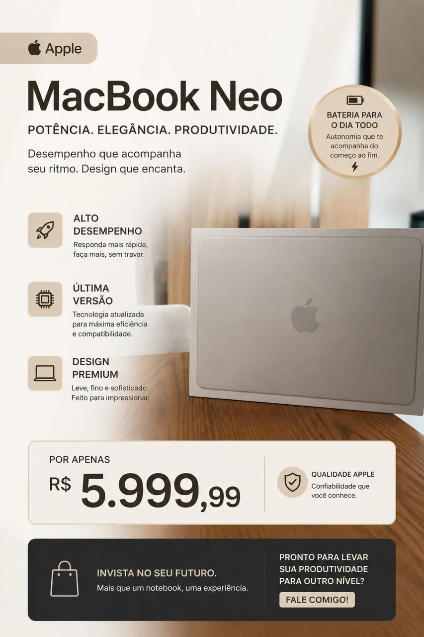 MACBOOK NEO 8GB/256GB - todas cores novo lacrado - Notebooks