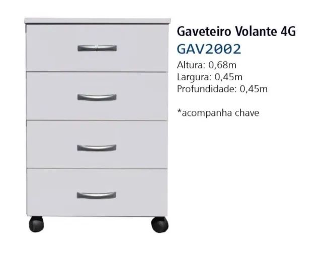 Gaveteiro Cm Volante 4 gavetas