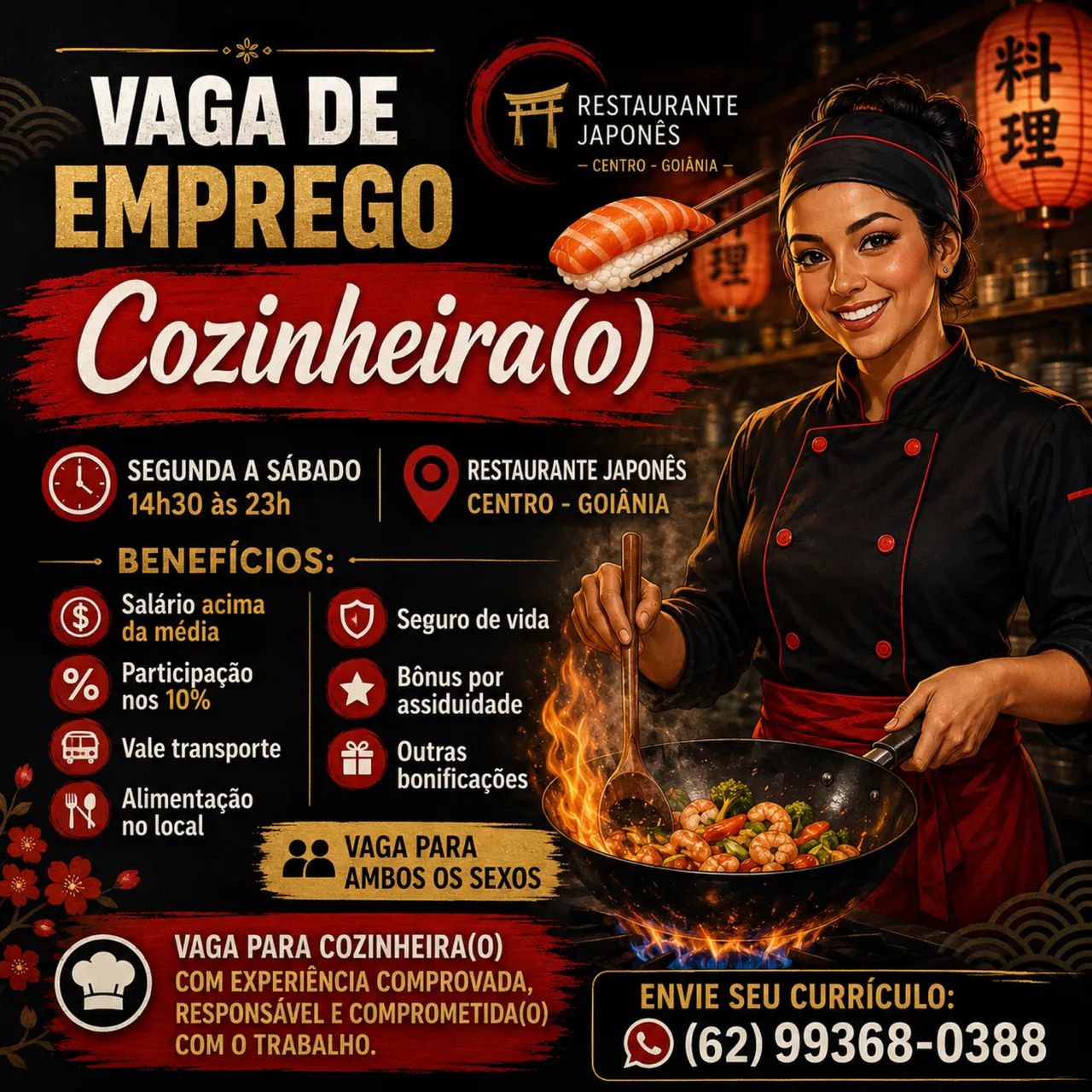 Vaga para Cozinheira(o) 