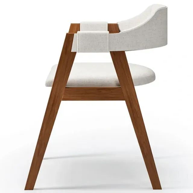 Conjunto de Mesa Lyon com Base Ripada em Madeira Maciça com Cadeiras Âmbar - Foto 5