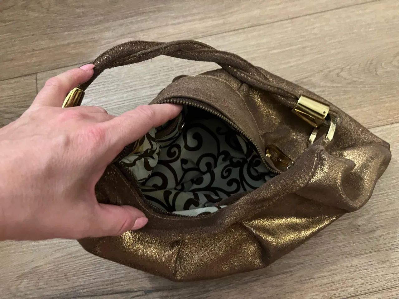 Bolsa de Ombro Dumond Couro Legítimo Bronze - Bom Estado - Foto 3