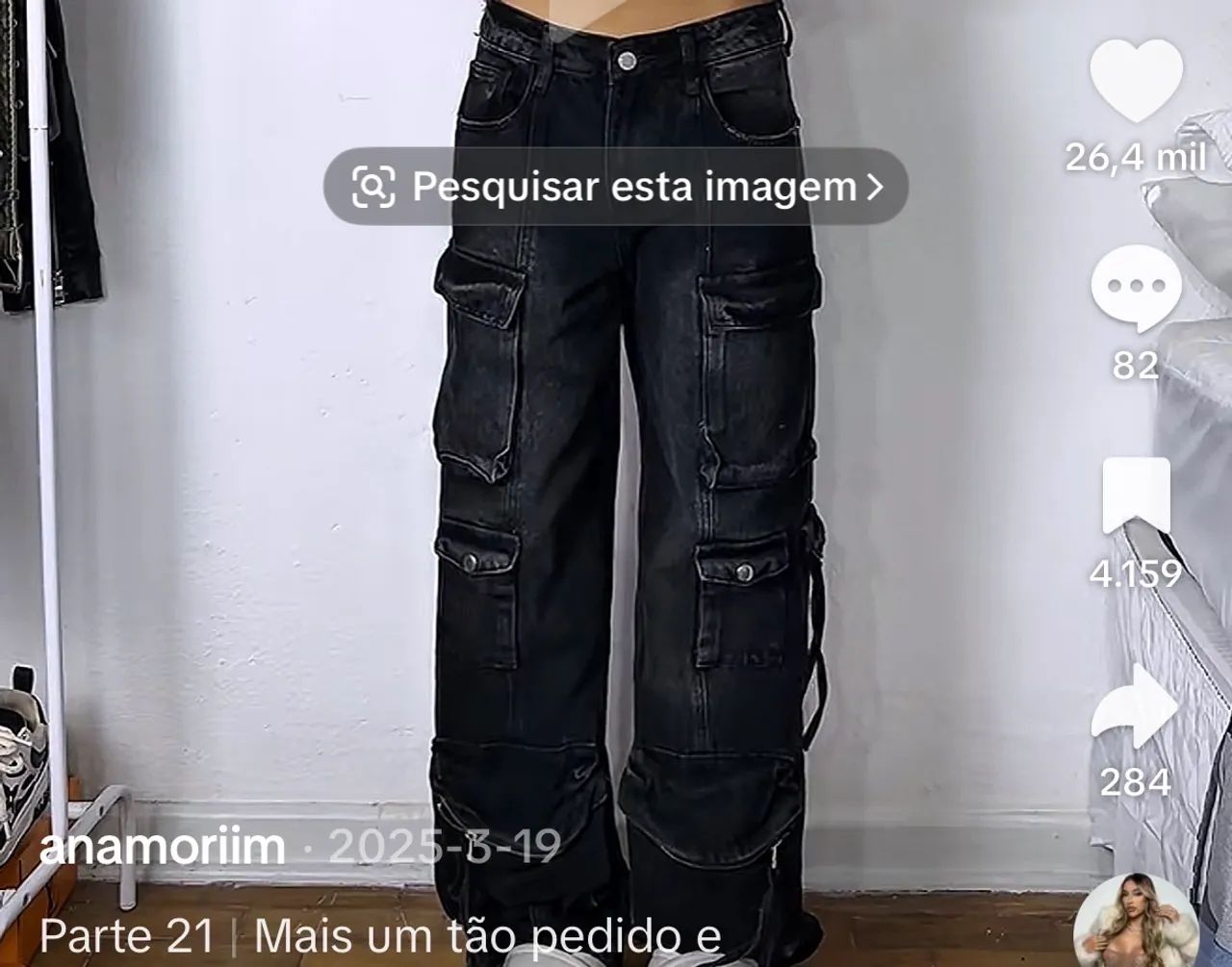 Calça jeans cargo shein 