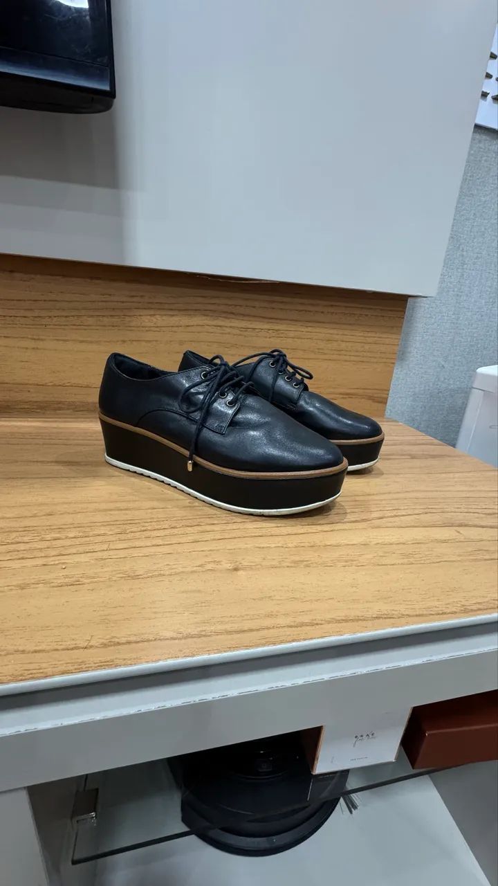Oxford Couro Plataforma Preto
