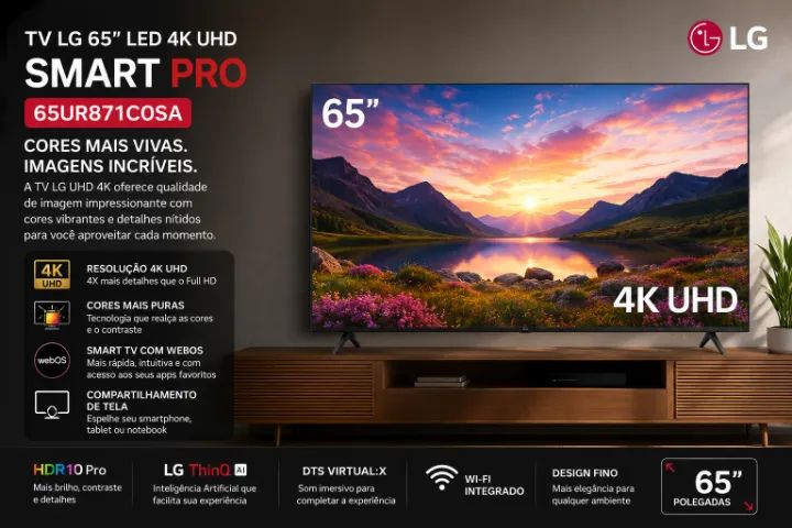 Smart TV LG 65" LED 4K UHD 65UR871C0SA - Foto 3