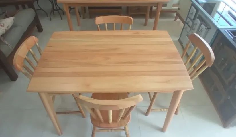 Mesa Retangular Eucalipto Natural + 4 Cadeiras - Foto 2