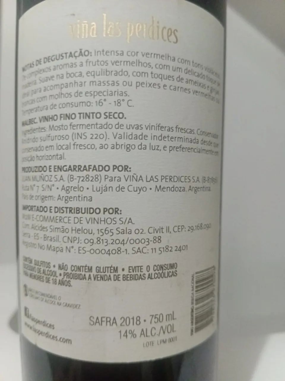 Vinho Las Perdices Malbec 2018 - Argentino Premium - Foto 3