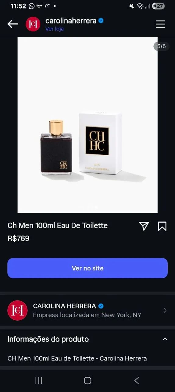 CH MEN masculino original 100ml Carolina herrera - Foto 2