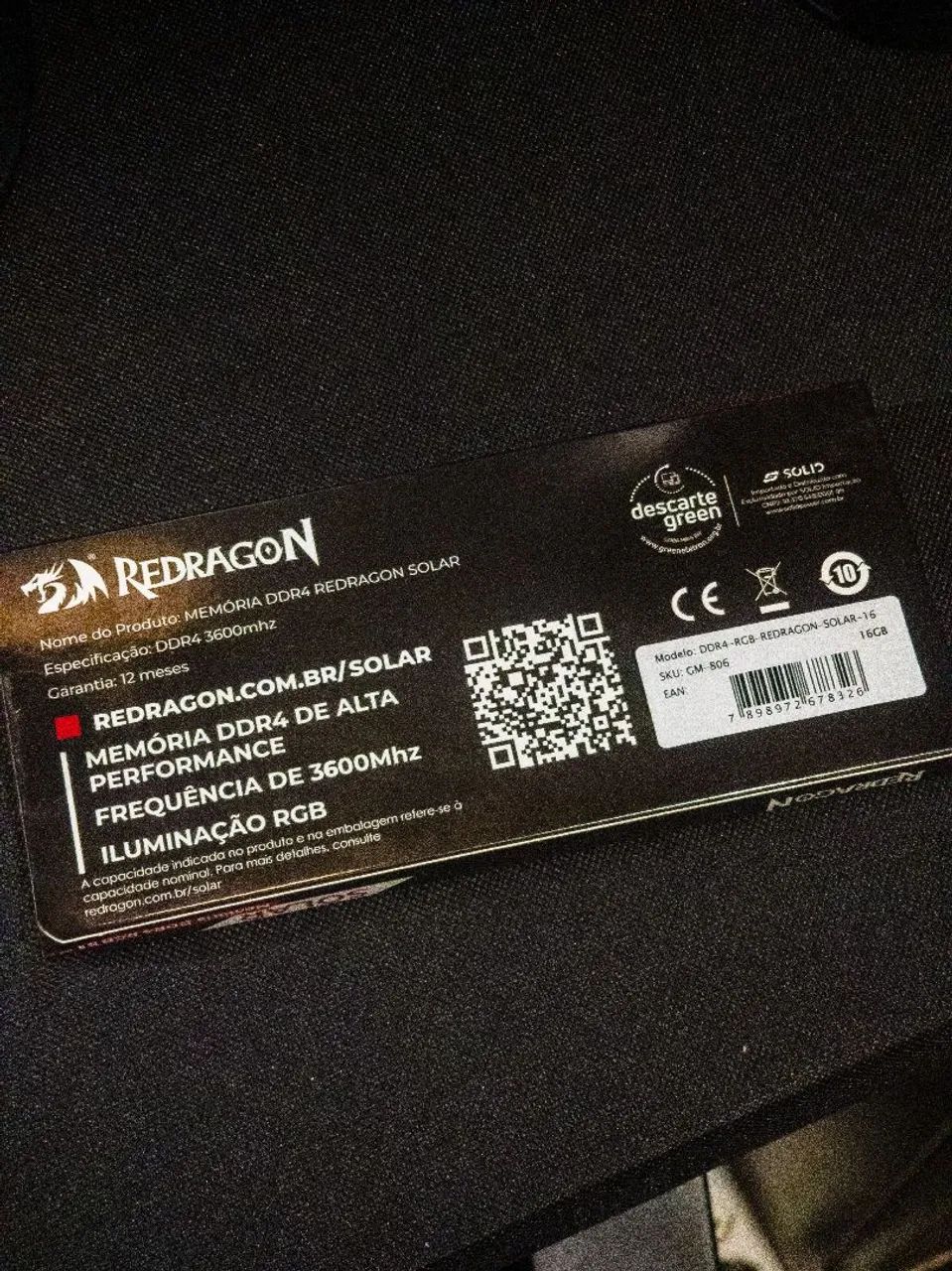 Memória 16GB 3600MHZ RGB Redragon Solar DDR4 - Foto 3