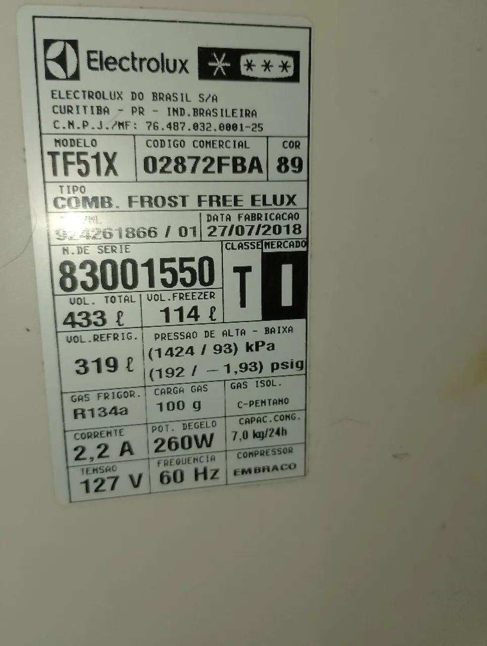 Geladeira Electrolux 433l.Defeito: Compressor  - Foto 4
