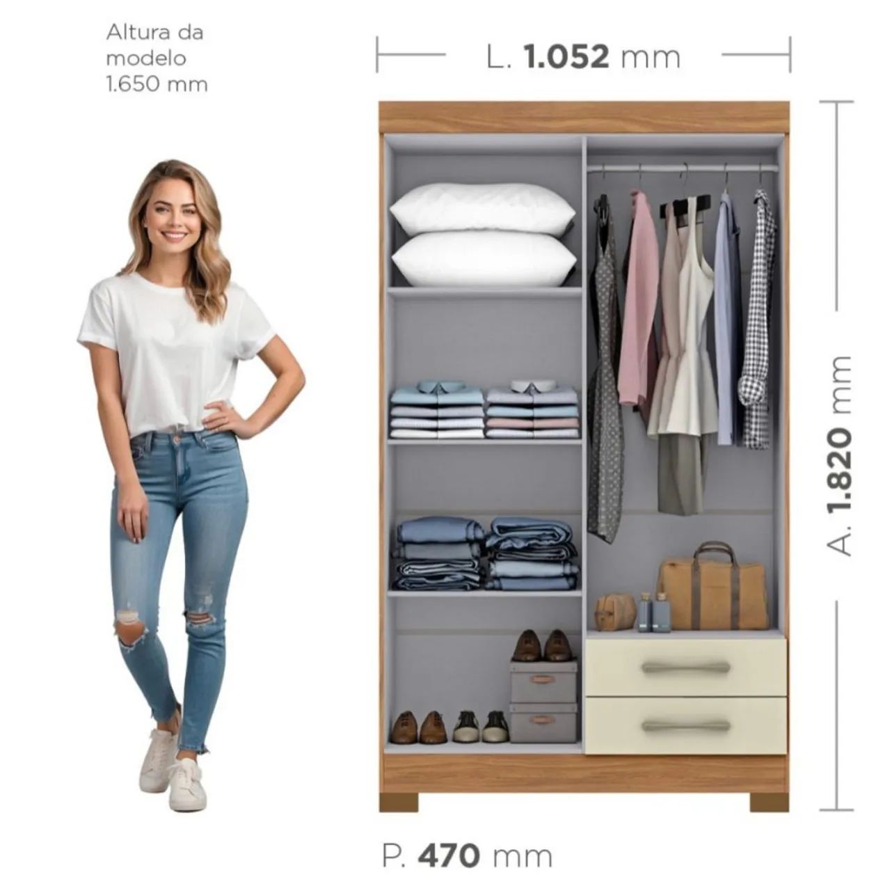 Guarda-Roupa Solteiro 4 portas e 2 gavetas Escócia - Maxel Móveis  - Foto 3