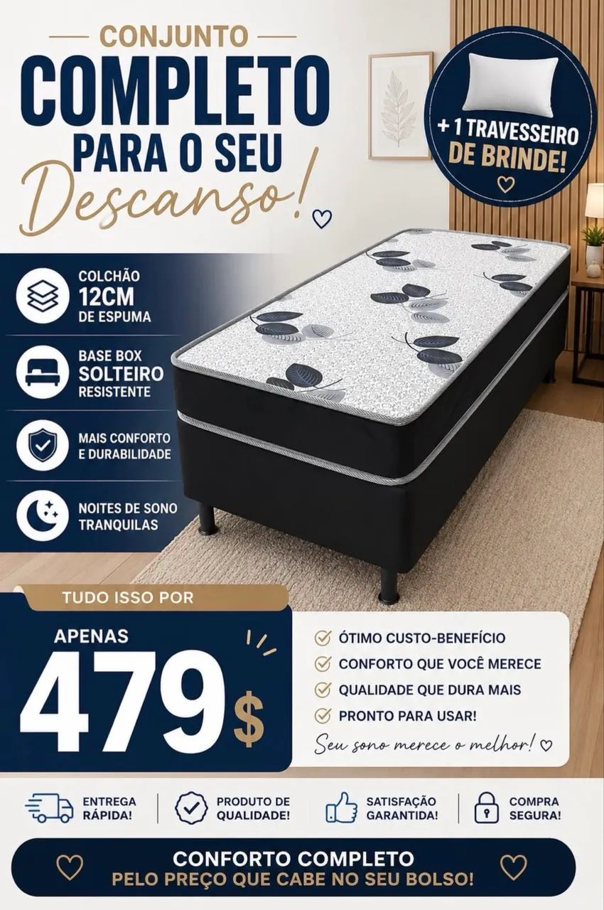 CONJUNTO SOLTEIRO COMPLETO ? R$479,00