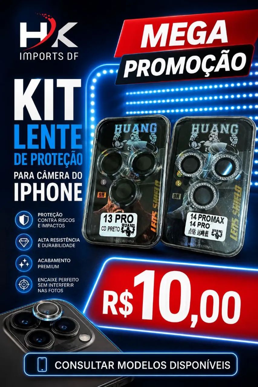 KIT LENTE DE PROTEÇÃO CÂMERA IPHONE