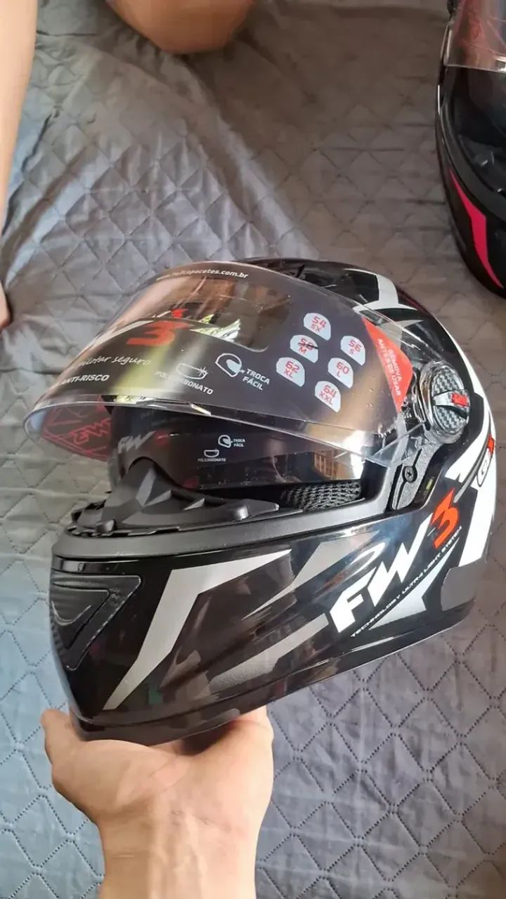 Capacete Integral FW3 GTX Estrela Preto e Branco - Foto 5