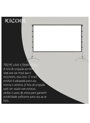 Tela De Projeção 120 Polegadas Portátil Hd Com Tripe - Foto 3