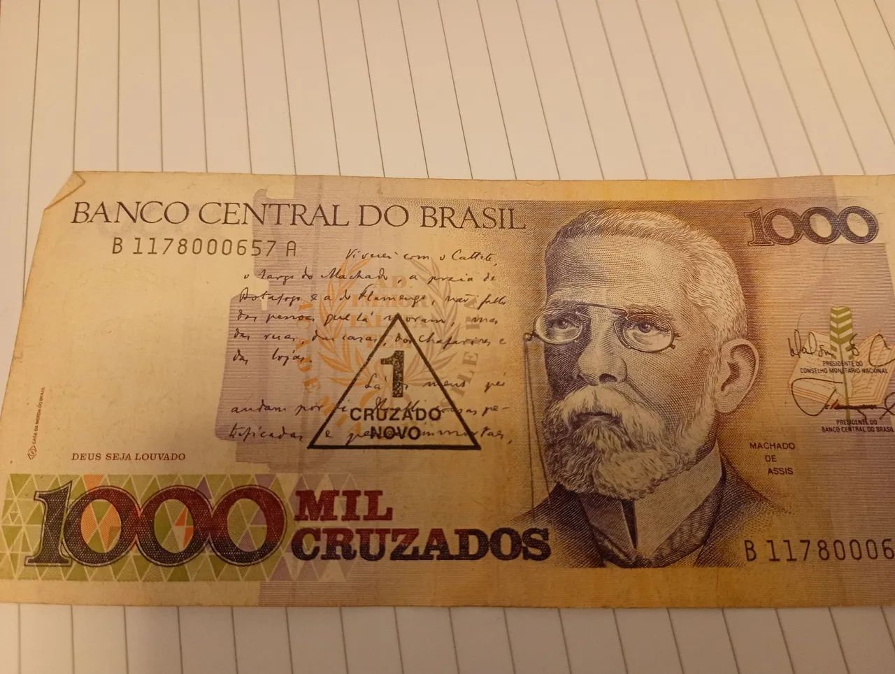 Nota 1000 cruzados Machado de Assis
