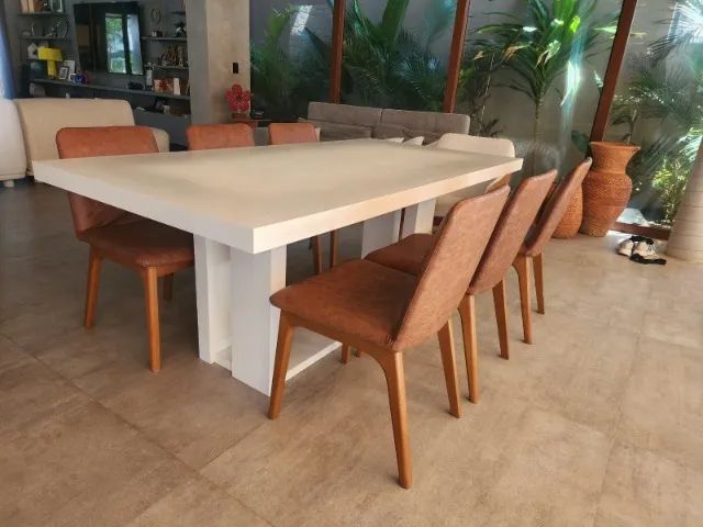 Mesa de jantar em laca branca com cadeiras - Foto 2