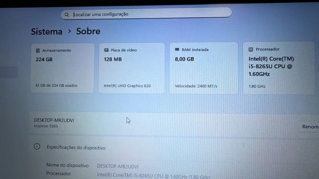 Notebook Dell i5 8ª geração 8gb ram SSD 256 - Foto 4