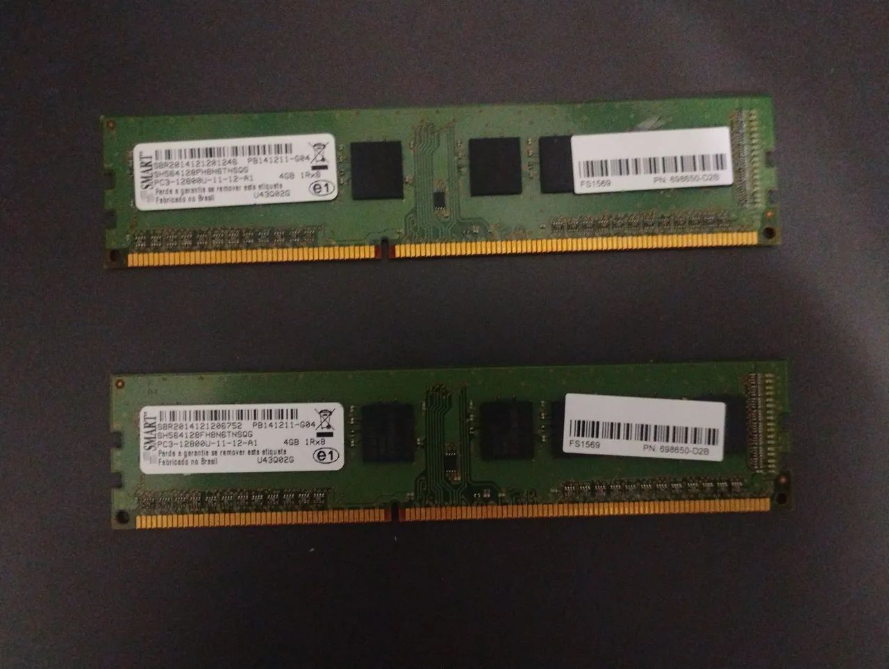 2 Memórias RAM SMART 4gb 1Rx8 PC3 1600 mhz