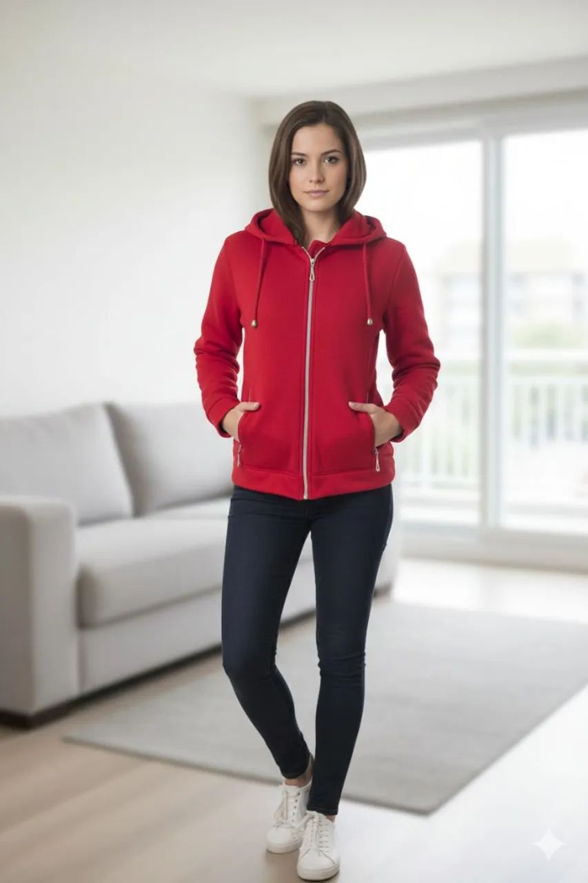Jaqueta vermelha com capuz blusa - Foto 2