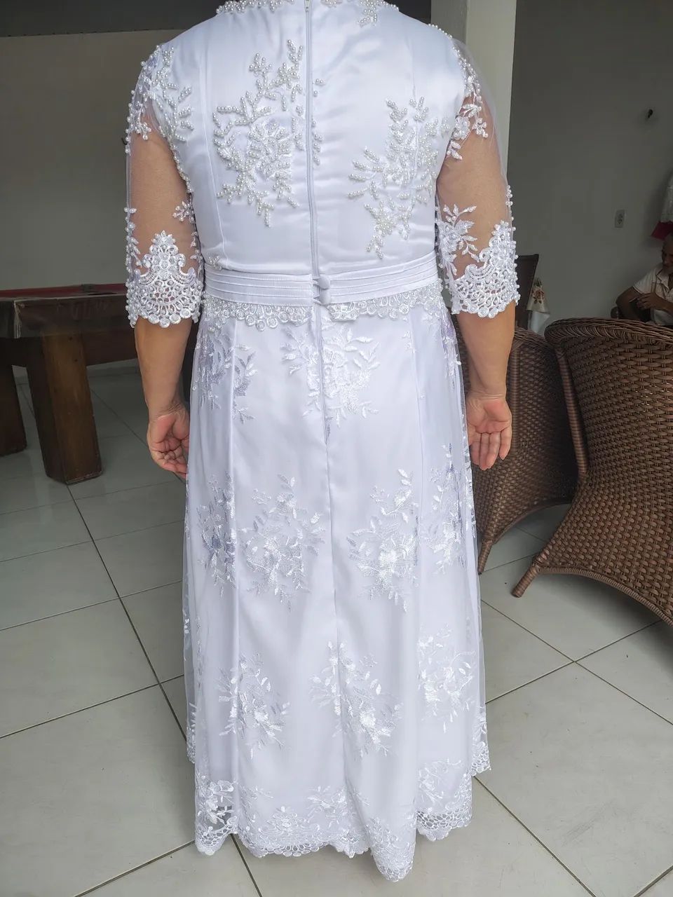 Vestido de casamento branco com pedraria e renda - Foto 5