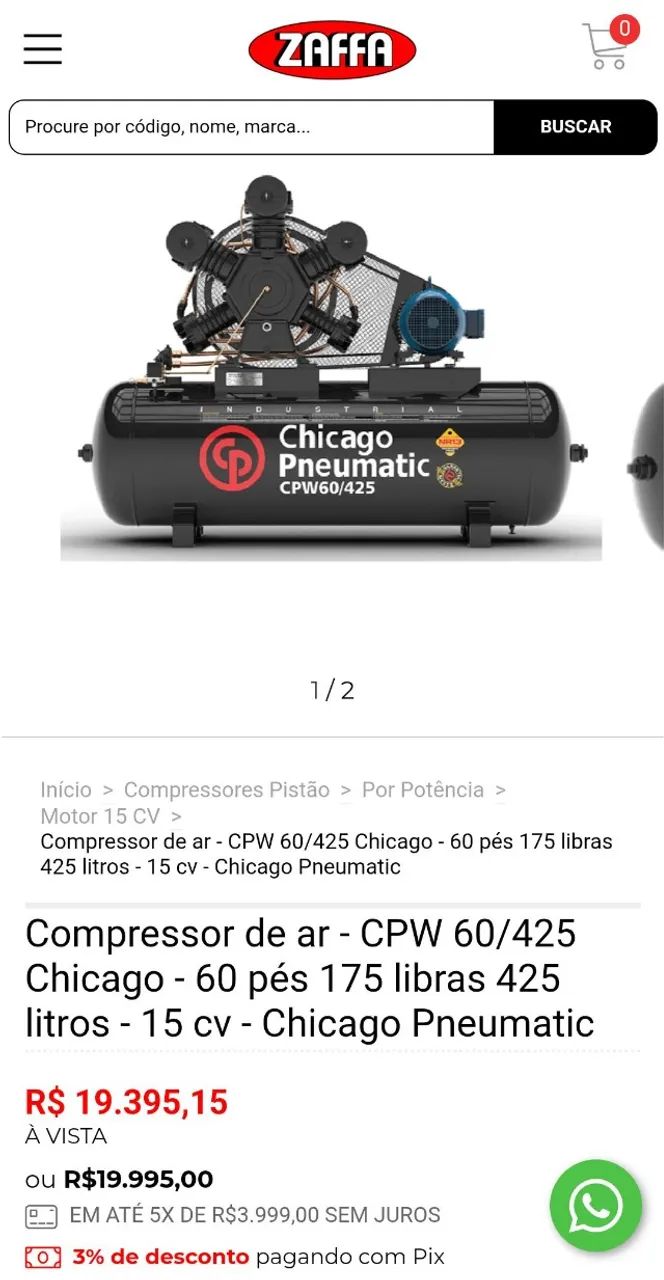 Compressor de ar CPW 60 pés Chicago Pneumatic - Foto 2